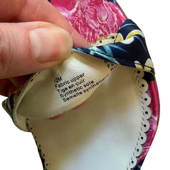 1901 Ellery Sandal Heels in Navy Hawaii Tropical Print Size 12M - Picture 10 of 11